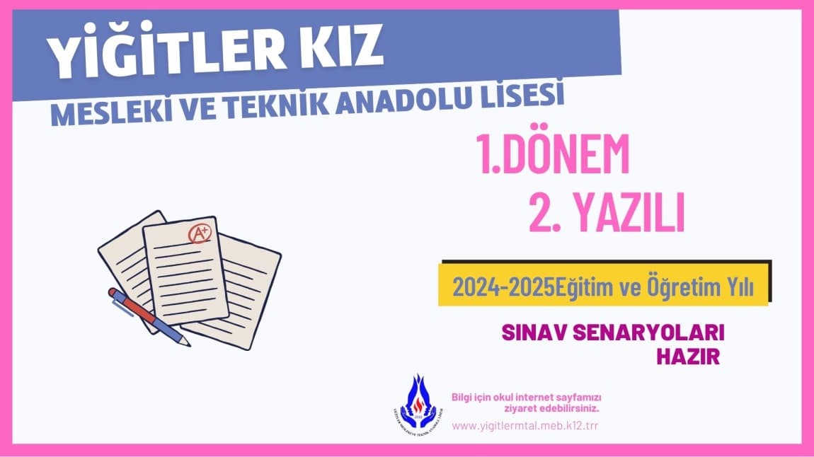 1. DÖNEM 2. YAZILI SINAV TARİHLERİ VE ALAN SINAV TARİHLERİ